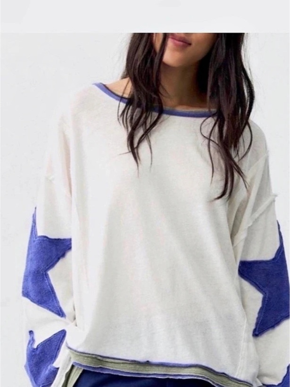 Free People We The Free You're A Star Tee White & Blue